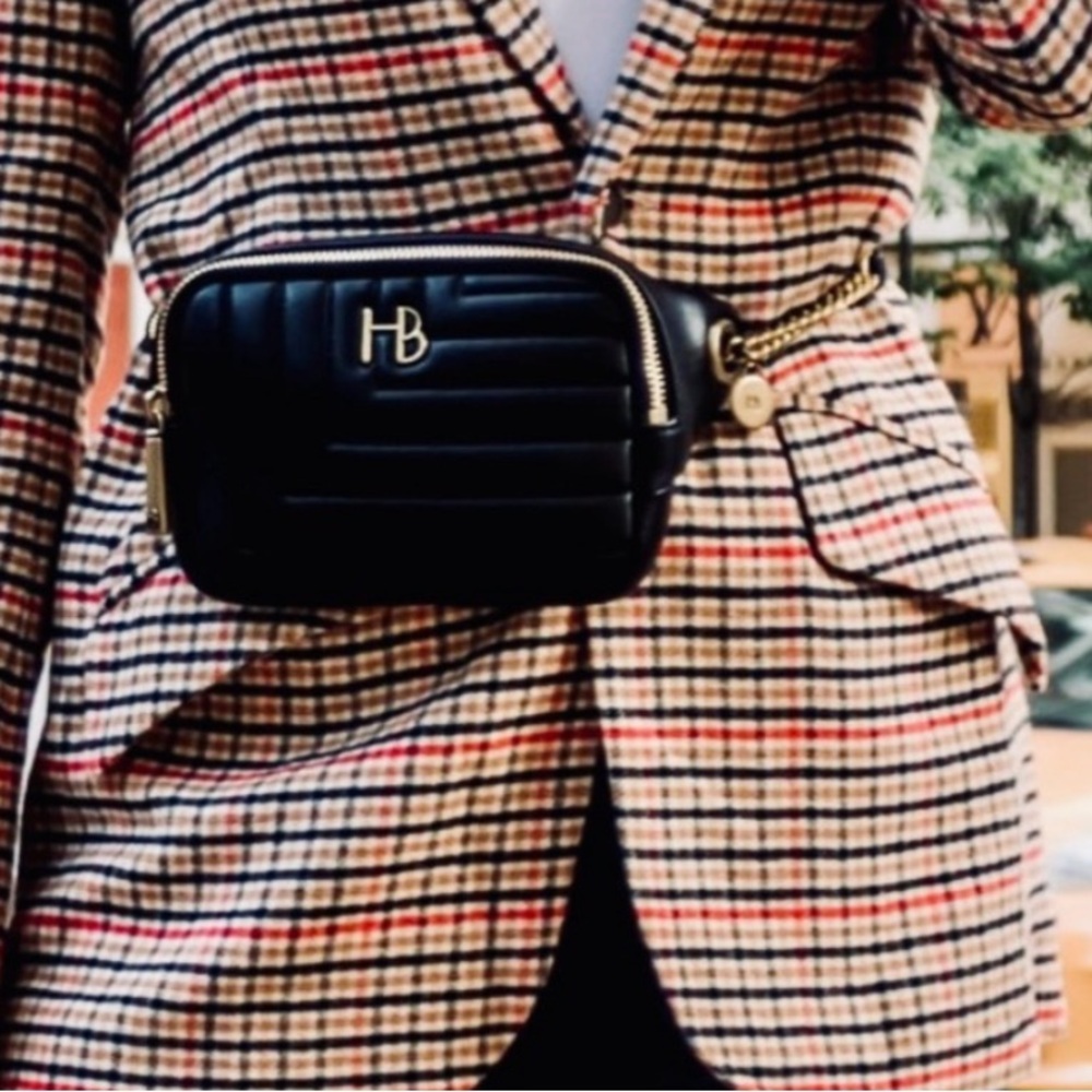 HENRI BENDEL 712 Belt Bag Black w Gold Tone Hardware + HB Dust Bag | EUC